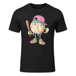 Ice Cream Drip Baseball Spots Baseball Drip for Girls T-Shirt in Black - front view