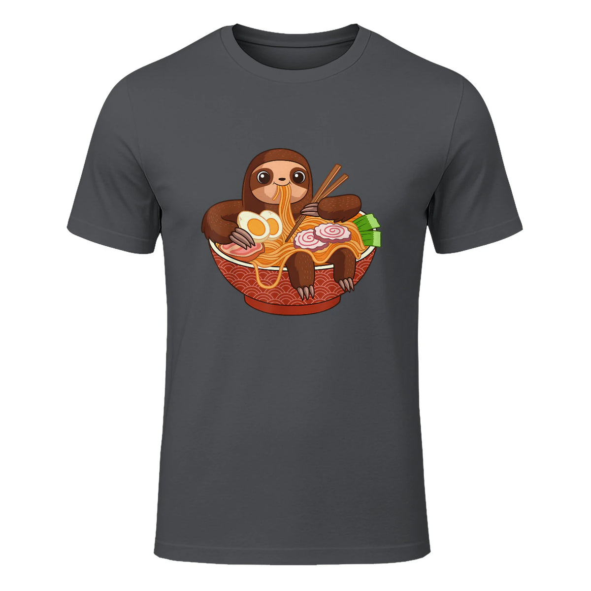 Kawaii Cute Anime Sloth Otaku Japanese Ramen Noodles in Charcoal - front view