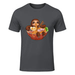 Kawaii Cute Anime Sloth Otaku Japanese Ramen Noodles in Charcoal - front view