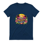 Couple de Jeunes mariés drôle Just Married Tropical Honeymoon in Navy - back view