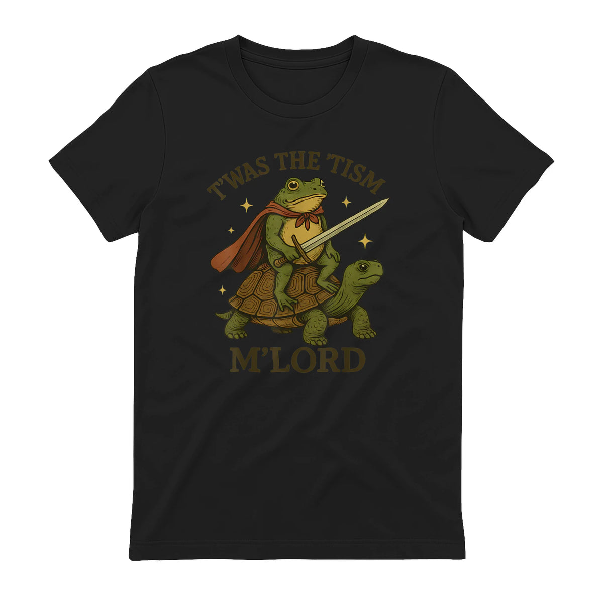 Twas the Tism Vintage Frog Autism T-Shirt in Black - back view