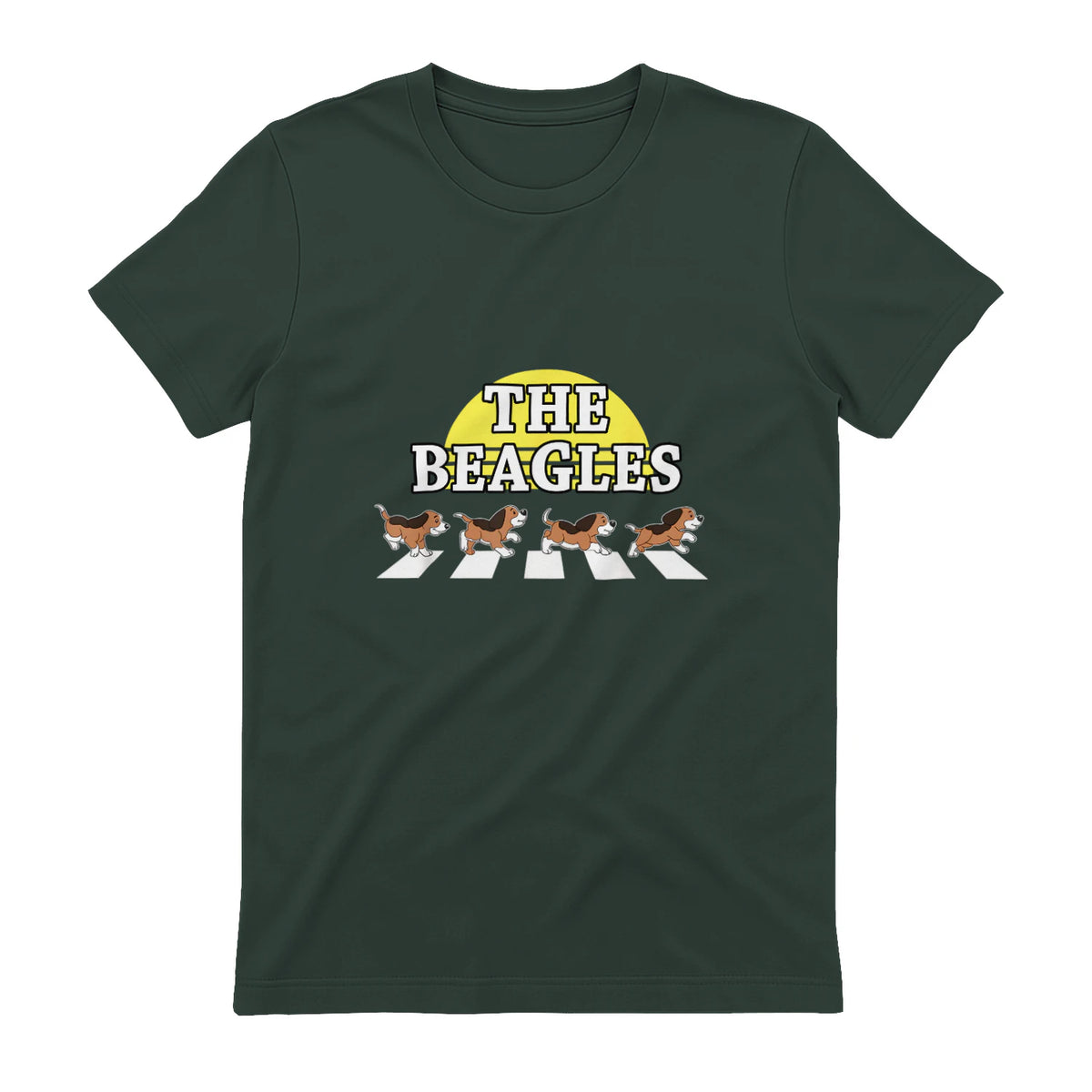 Drôle Les Beagles Beagle Dog Sitter Doggy Puppy Crosswalk in Forest Green - back view