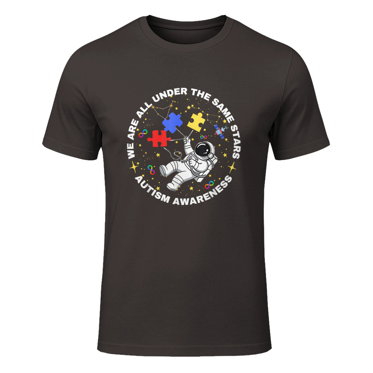 Autism We are All Under The Same Stars Space Astronaut in Dark Chocolate - front view