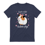 Just a Girl Who Loves Guinea Pigs - Cute Pets Lover Gift in Heather Navy - back view