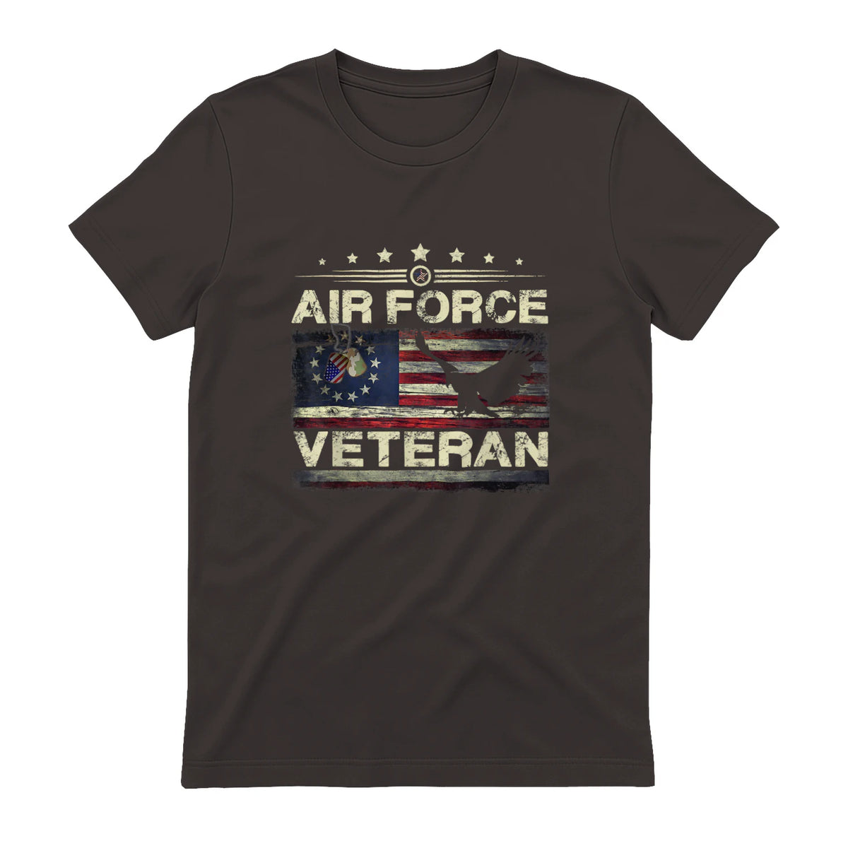Veteran US Air Force TShirt - American Betsy Ross Flag T-Shirt in Dark Chocolate - back view