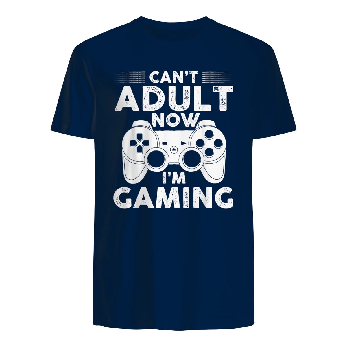 I Can't Adult Now I'm Gaming Gamer Console T-Shirt in Navy - back view