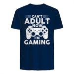 I Can't Adult Now I'm Gaming Gamer Console T-Shirt in Navy - back view