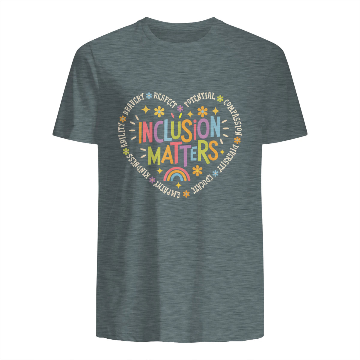 Inclusion Matters Special Education Teacher Autism Awareness in Dark Heather - back view