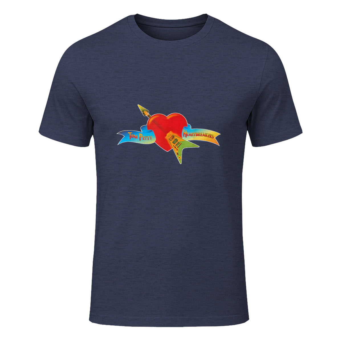 Tom Petty and The Heartbreakers Classic Logo T-Shirt in Heather Navy - front view