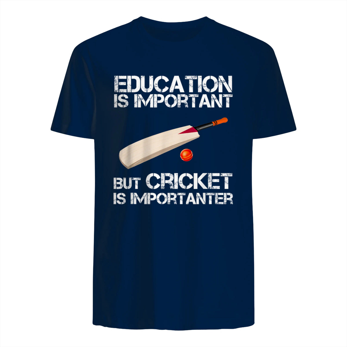 Education Is Important But Cricket Is Importanter T-Shirt T-Shirt in Navy - back view