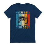 Nouveau Papa Nouvelle Naissance Annonce Gamer Humour T-Shirt in Navy - back view