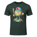 Baseball Drip for Boys Ice Cream Drip Baseball Sport T-Shirt in Forest Green - front view