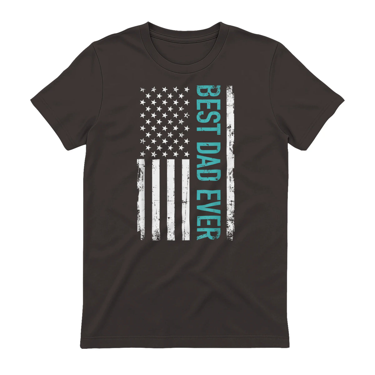 Father's day Best dad ever with US american flag Short Sleeve in Dark Chocolate - back view