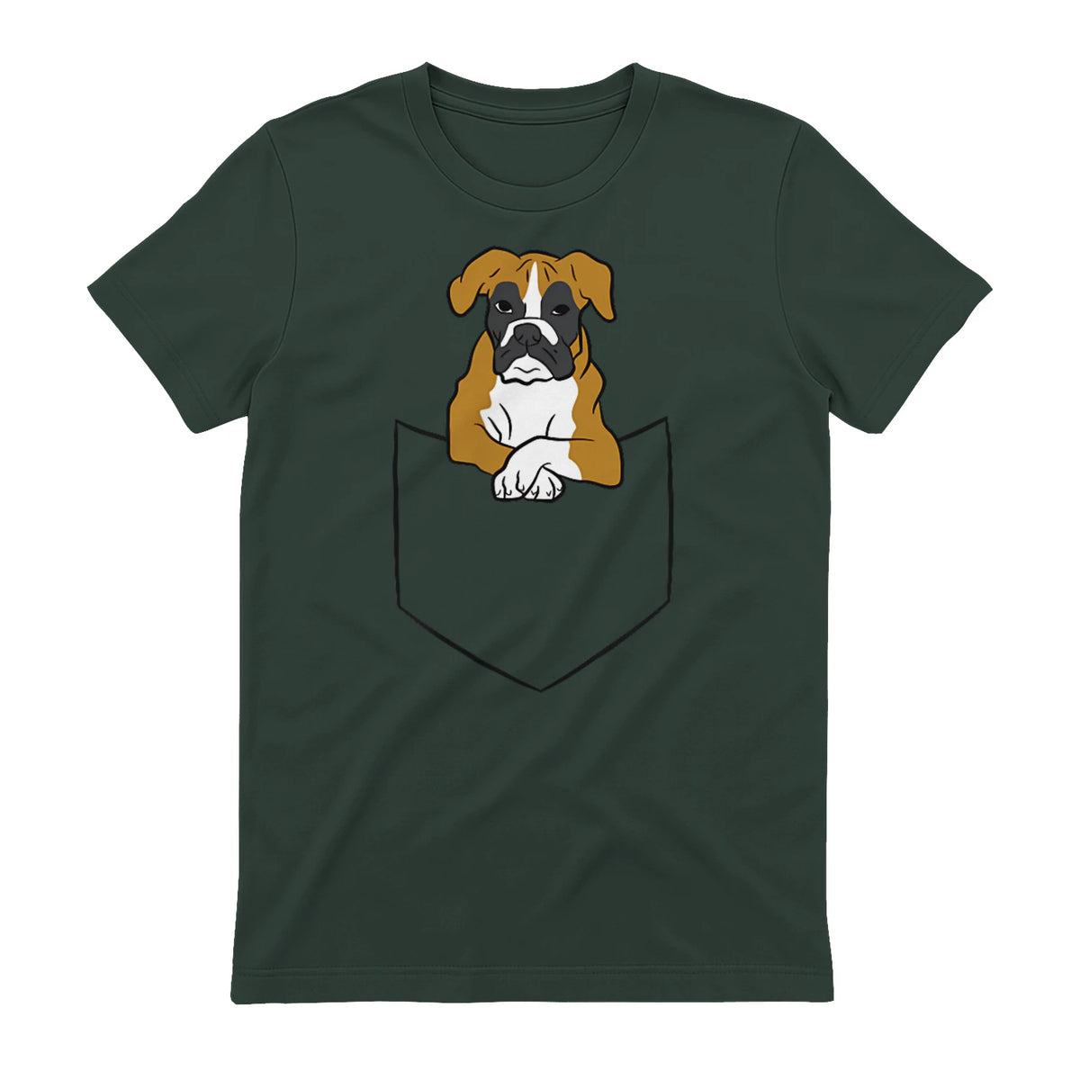 Chien Boxer dans la poche Chien Boxer in Forest Green - back view