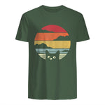 Pack A Punch Women's Retro Cat Graphic T-Shirt - Black, Short Sleev in Military Green - back view