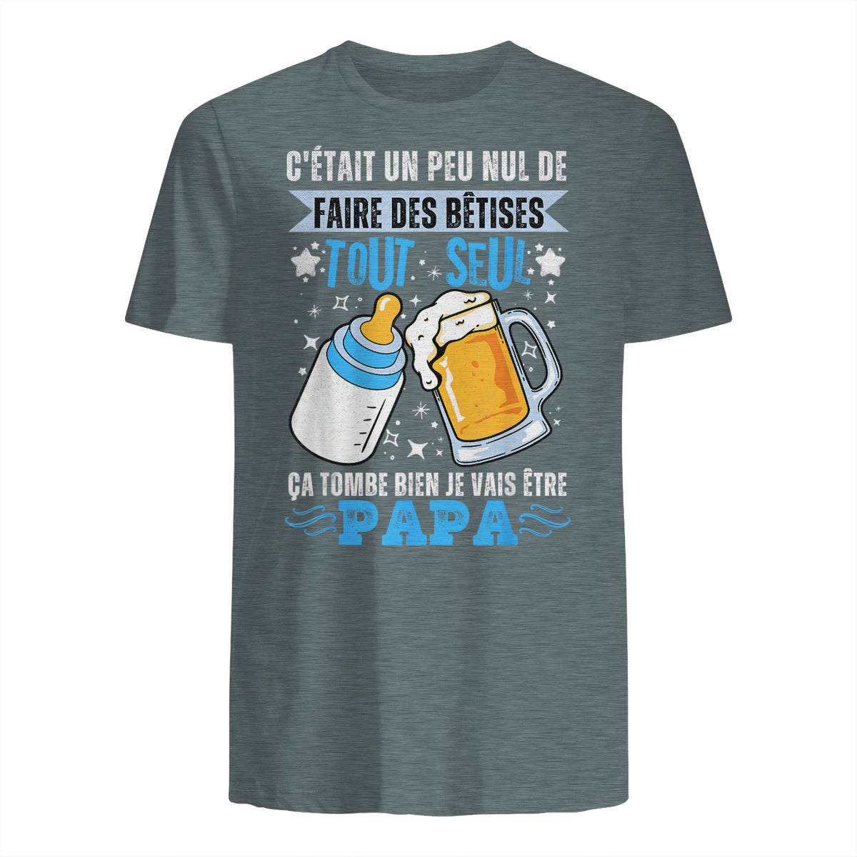 bientôt papa 2026 Annonce Futur Papa Humour Nouveau Papa tee in Dark Heather - back view
