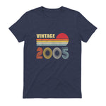 Vintage Nineteenth Birthday T-Shirt in Heather Navy - back view