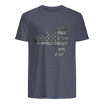 Dirt Bike American Flag T-Shirt Motocross Enduro Shirt T-Shirt in Heather Navy - back view