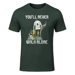 Vintage Father Son Family Autistic Kids Autism Awareness Dad in Forest Green - front view