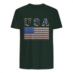 USA American Flag United States US Patriotic T-Shirt in Forest Green - back view