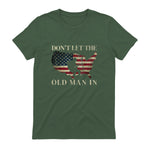 Don't Let The Old Man in Vintage American Flag T-Shirt in Military Green - back view