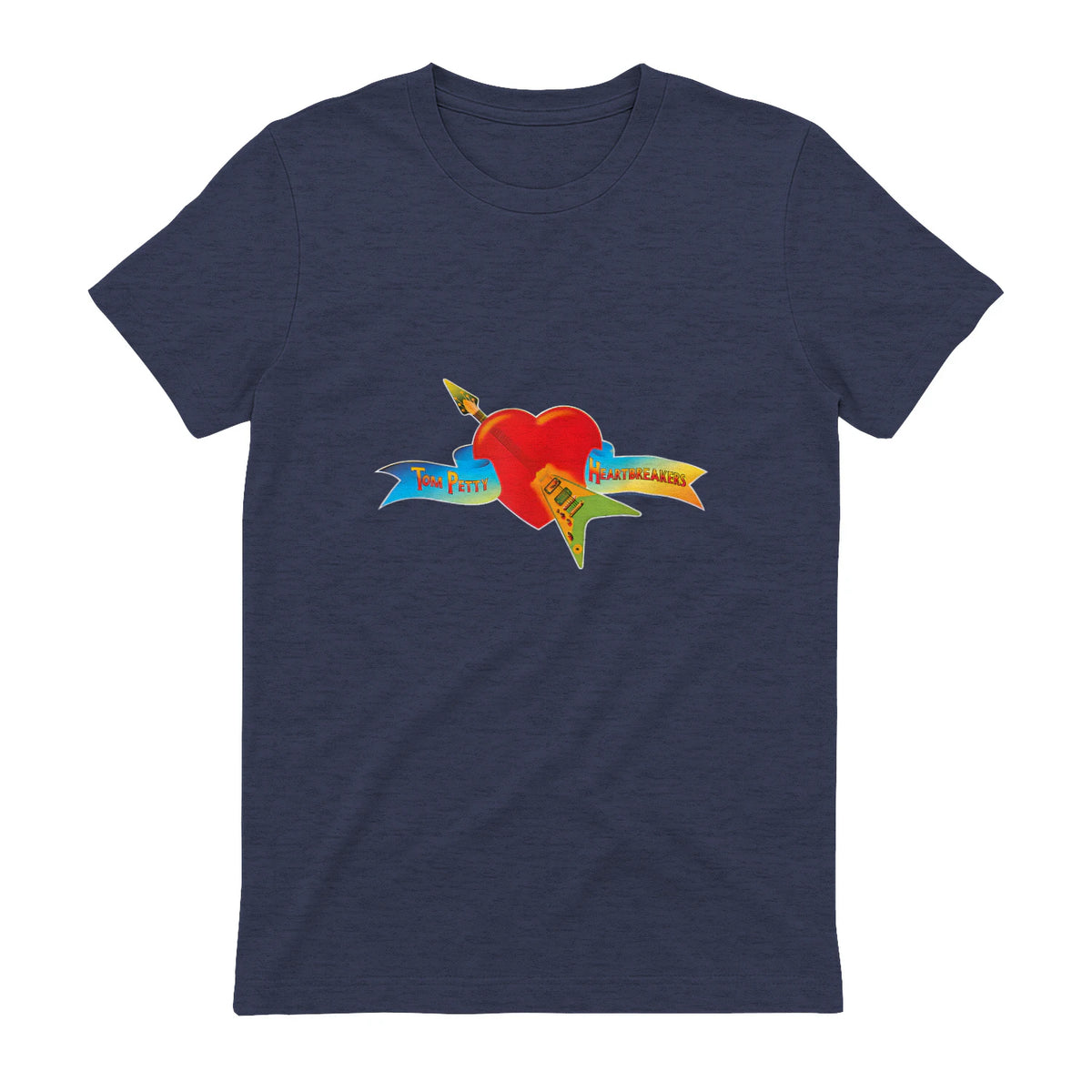 Tom Petty and The Heartbreakers Classic Logo T-Shirt in Heather Navy - back view