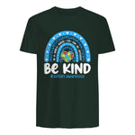 In April We Wear Blue Autism Ribbon T-Shirt in Forest Green - back view