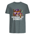 Donut Princess Cat Meme Tee – Kawaii Funny Cartoon Style T-Shirt in Dark Heather - back view