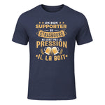 Bon Supporter Strasbourg boit la pression humour Strasbourg in Heather Navy - front view