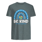 In April We Wear Blue Autism Ribbon T-Shirt in Dark Heather - back view