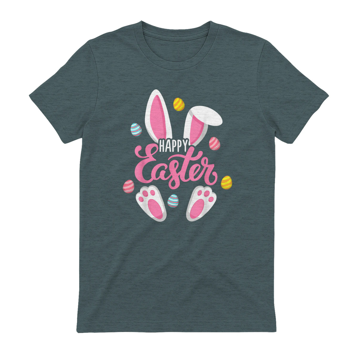 Happy Easter Bunny Women Girls Rabbit Easter Egg Hunt Funny in Dark Heather - back view