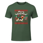 Basset Hound Chemise de Noël Merry Woofmas Père Noël Chien in Military Green - front view
