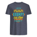 Mens Never Dreamed That I'd Become A Grumpy Old Man Funny Short Sleeve in Heather Navy - back view
