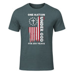 Christian American Flag Anniversary T-Shirt in Dark Heather - front view