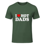 I Love I Heart Hot Dads Shirt in Military Green - front view