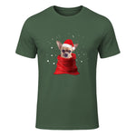 Chihuahua Motif de Noël - Mignon Mignon Xmas Neige Chiwawa in Military Green - front view