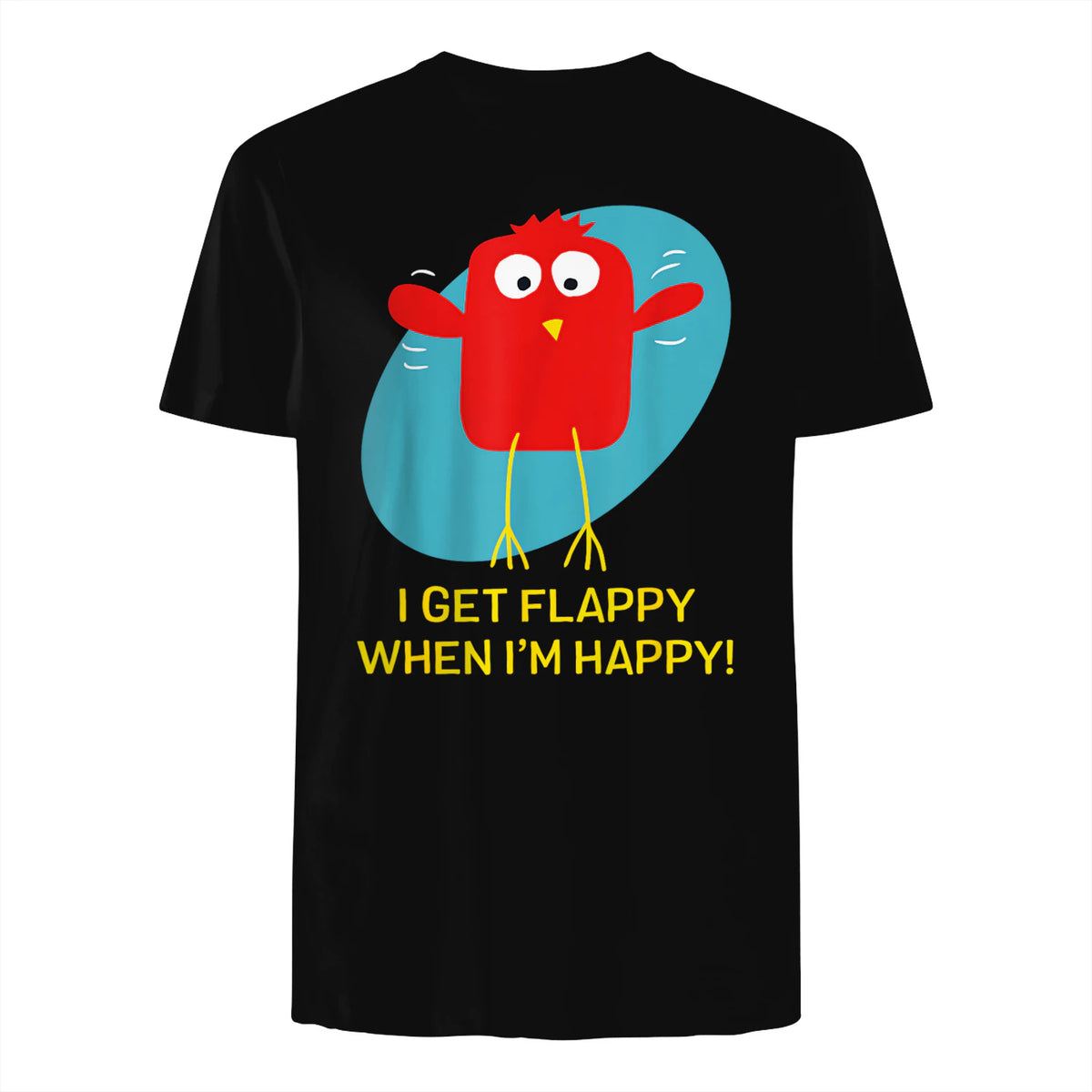 I Get Flappy When I'm Happy Funny Autism T-Shirt in Black - back view