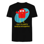I Get Flappy When I'm Happy Funny Autism T-Shirt in Black - back view
