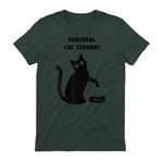 Personal Cat Servant Shirt Funny Black Cat Lover Gift in Forest Green - back view
