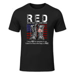 On Friday We Wear Red Military R.E.D Friday Military Remember Everyone Deployed Unisex-Adults US Flag T-Shirt Black Smal in Black - front view