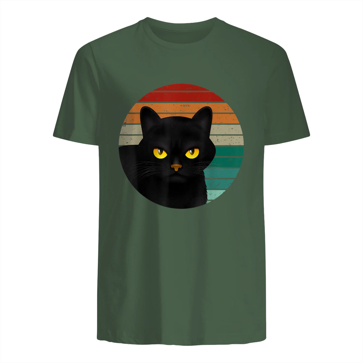 Chats Vintage Cat I Style rétro Chats noirs in Military Green - back view