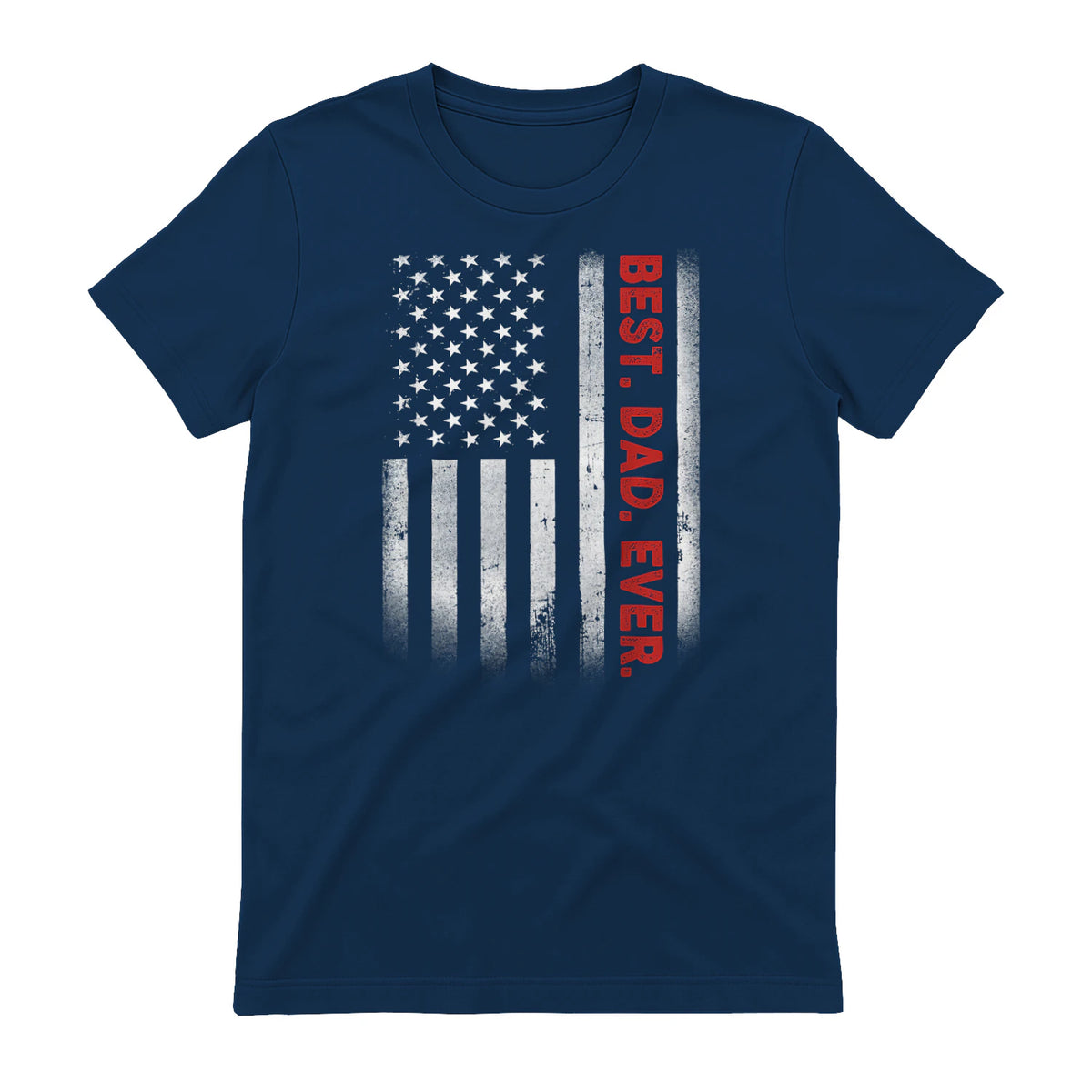 Best Dad Ever With US American Flag Gift For Father's Day in Navy - back view