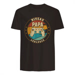 Nouveau Papa Parents Humour Gamer Nouvelle Naissance Annonce T-Shirt in Dark Chocolate - back view