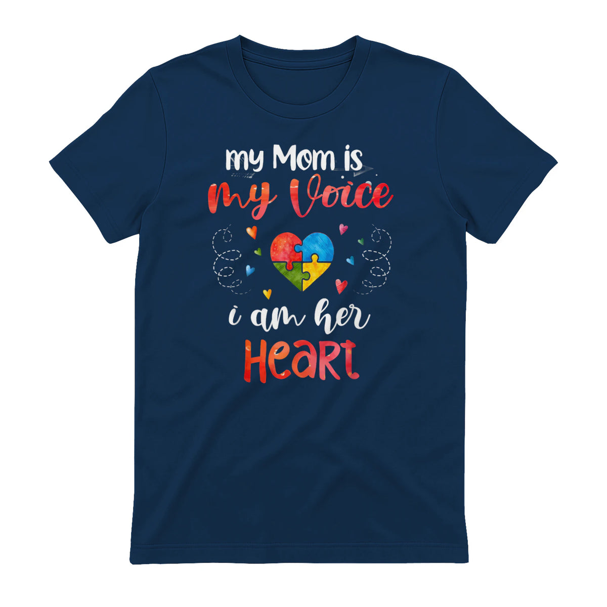 Autism Mom Support ASD T-Shirt in Navy - back view