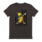 Dabbing Banana Retro American Flag Banana Lover Boys Kids T-Shirt in Dark Chocolate - back view