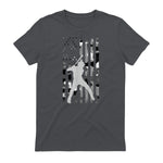 Baseball Player American Flag USA Camo Patriotic Graphic T-Shirt in Charcoal - back view