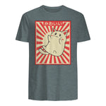 Vintage Japanese Cat Kawaii Cat Lover Meowing Tshirt in Dark Heather - back view