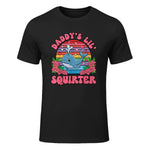 Daddy's Lil Squirter Joke T-Shirt in Black - front view