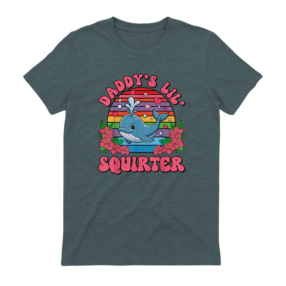 Daddy's Lil Squirter Joke T-Shirt in Dark Heather - back view