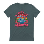 Daddy's Lil Squirter Joke T-Shirt in Dark Heather - back view